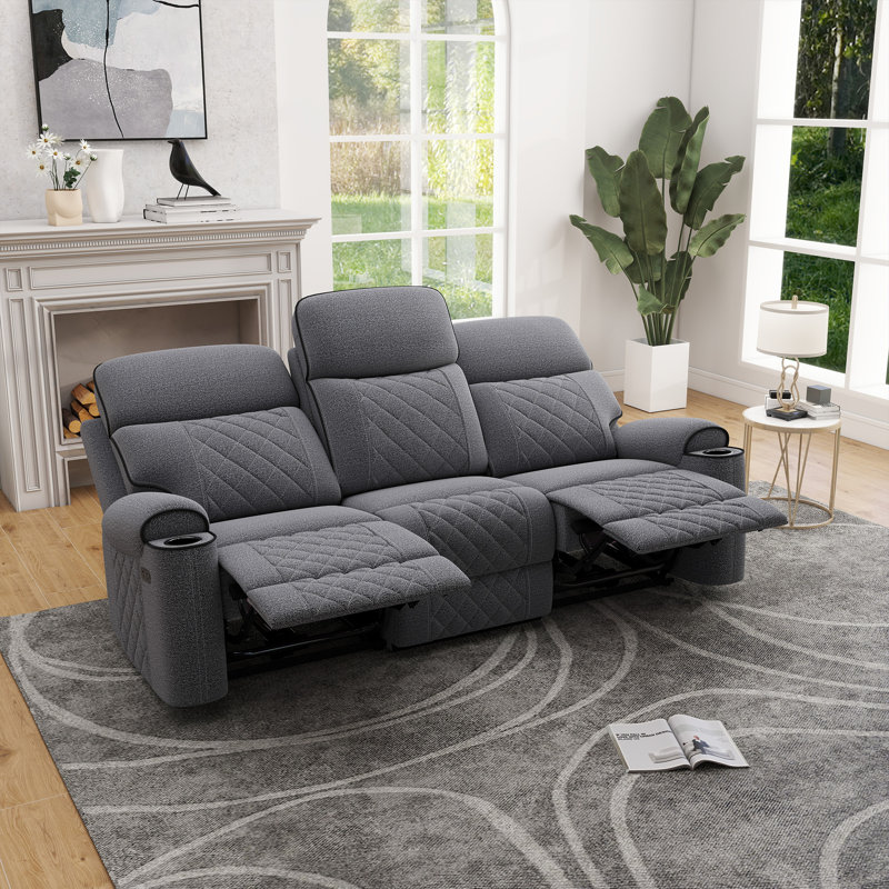 84.2'' Wide Modern And Overstuffed Soft Power Reclining Sofa With Cupholders And USB Port