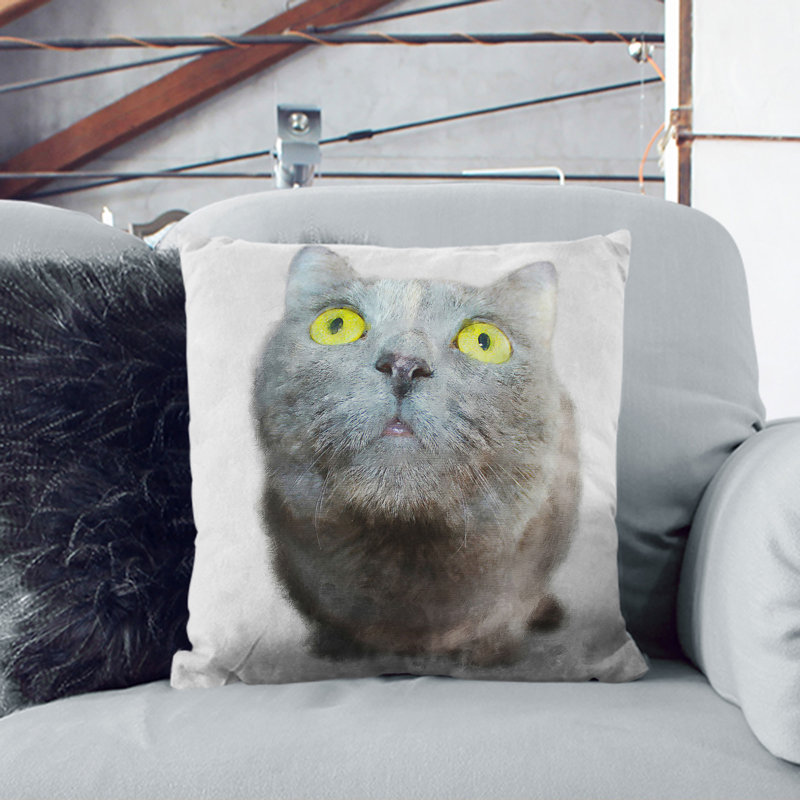 British Shorthair Cat Vol.4 Painting Square Throw Cushion, White, 55cm H x 55cm W x 20cm D