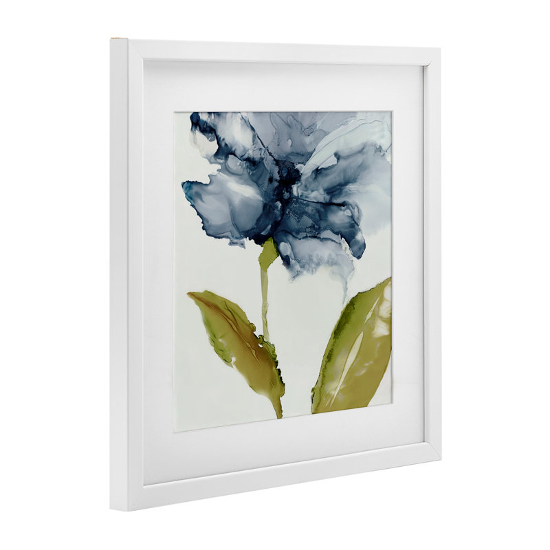«Fluid Flower Abstraction», reproduction encadrée sous verre, conception de Jacob Q, H 13 po x l 13 po, Cadre blanc côtier