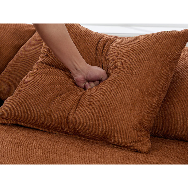 5 - Piece Boneless 142" Upholstered L Shape Sofa With Convertible Chaise, Orange