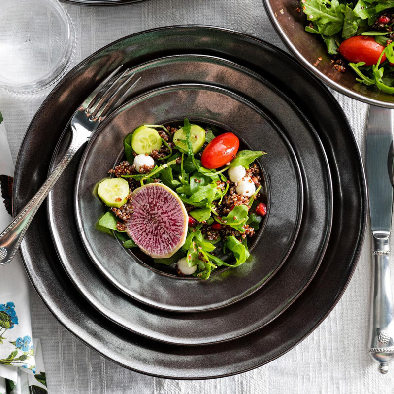 Pewter Stoneware Dinner Plate