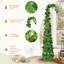 Sapin télescopique pliable vert de 1,80 m à cime courbée, préilluminé avec 100 DEL blanc chaud, 8 modes d'éclairage, fonctionne sur piles, pré-décoré avec des boules rouges, décoration de Noël en PVC