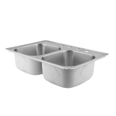 33 " L Drop-In Double Bowl Stainless Steel Kitchen Sink