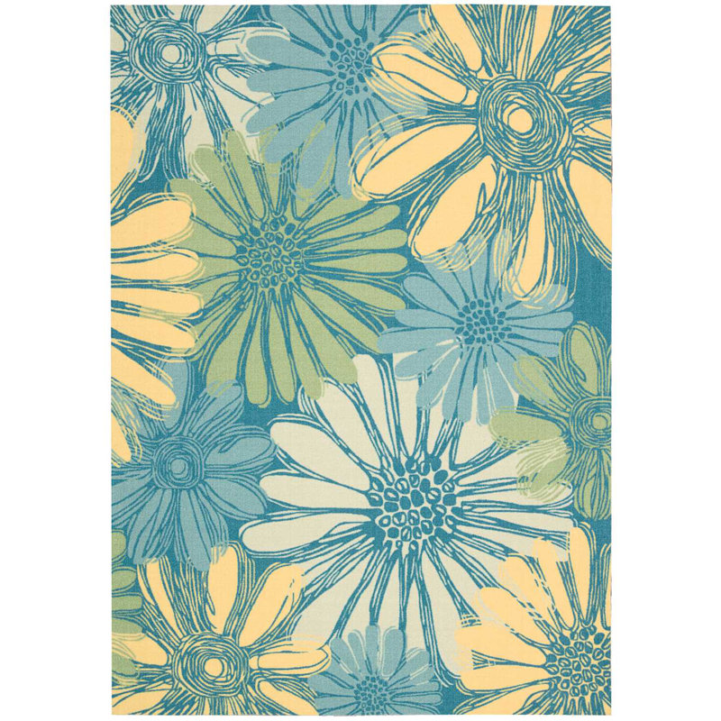 Yvona Floral Indoor / Outdoor Rug, Rectangle 7'9" x 10'10"