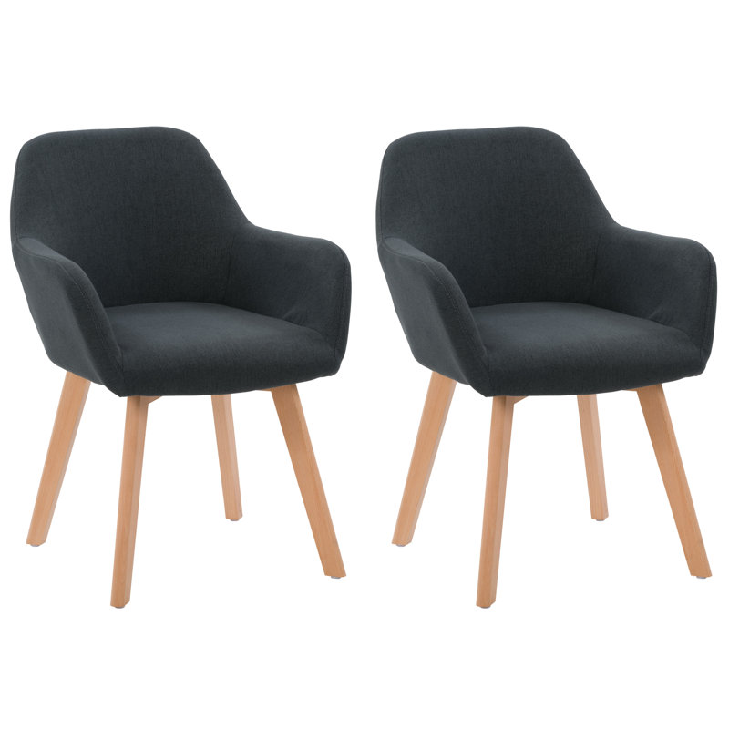 Daquaries 19'' H Upholstered Beech Armchair, Dark Gray