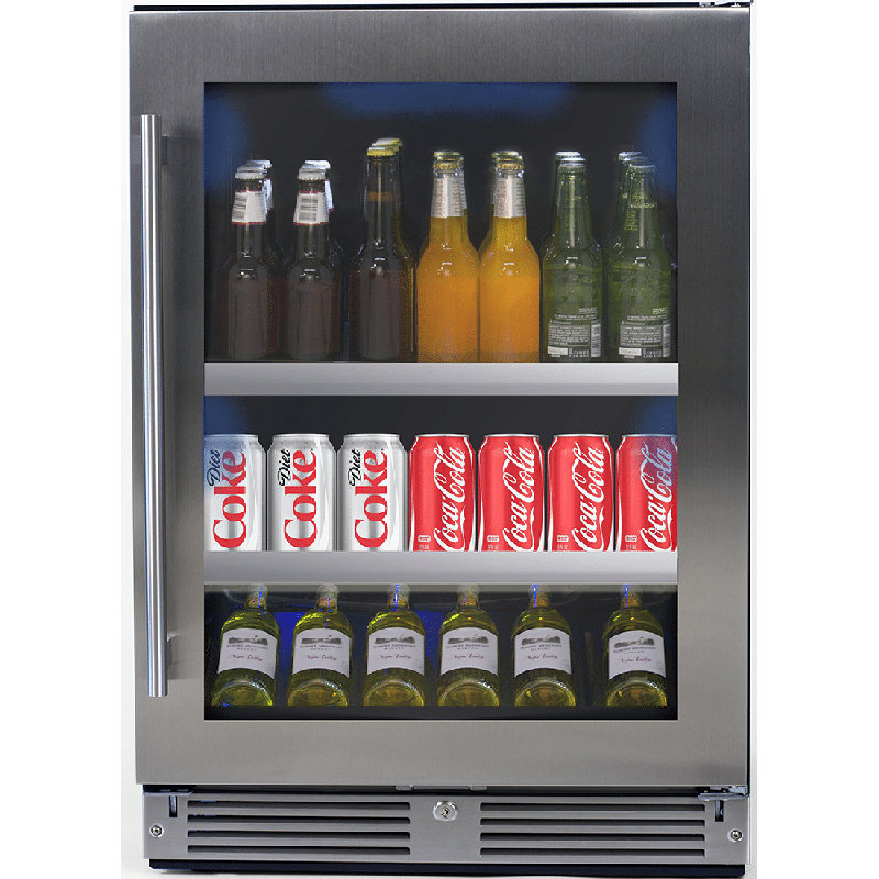 XO 24" 145 Cans 5.7 Cubic Feet Built-In Beverage Refrigerator with Wine Storage and with Glass Door, Right
