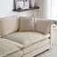 Canapé modulaire avec 2 places et repose-pieds, recouvert de chenille beige