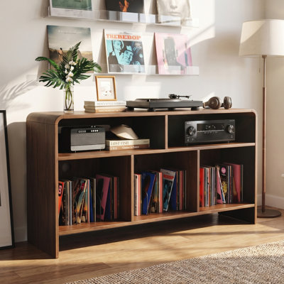 Record Player Stand with Charging Station, Vinyl Record Storage Cabinet Turntable Stand Holds Up to 350 Albums