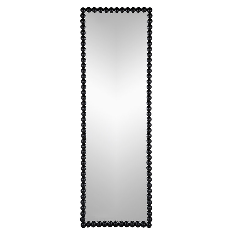 23" x 72" Full Length Mirror with Metal Beaded Frame, Rectangular Oversized Mirror for Living Room Bedroom, Black
