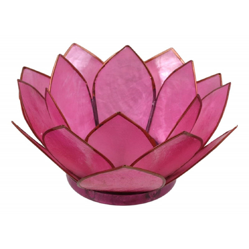 Petit porte-bougie en plastique Capiz, Rose