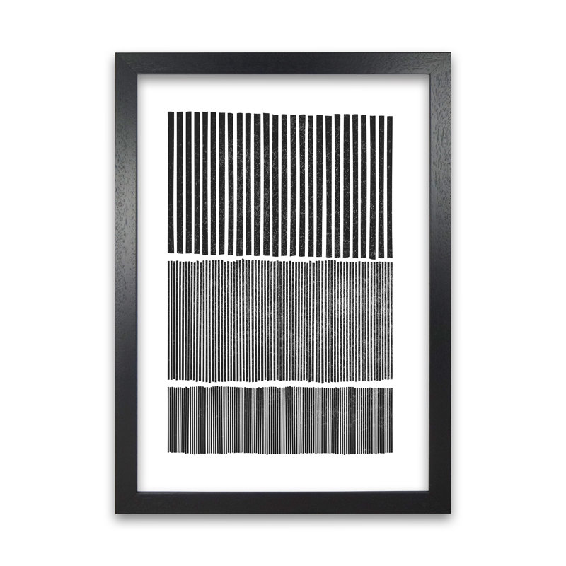 Mid Century Modern Lines Original - Print, Black Frame, 42cm H x 30cm W x 3cm D