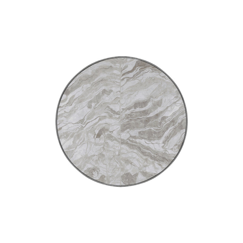 Tapis gris soyeux et moelleux, Rond 5 pi