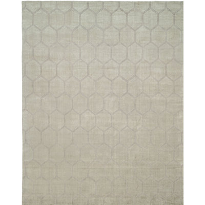 Hand Loomed Geometric Area Rug in Beige
