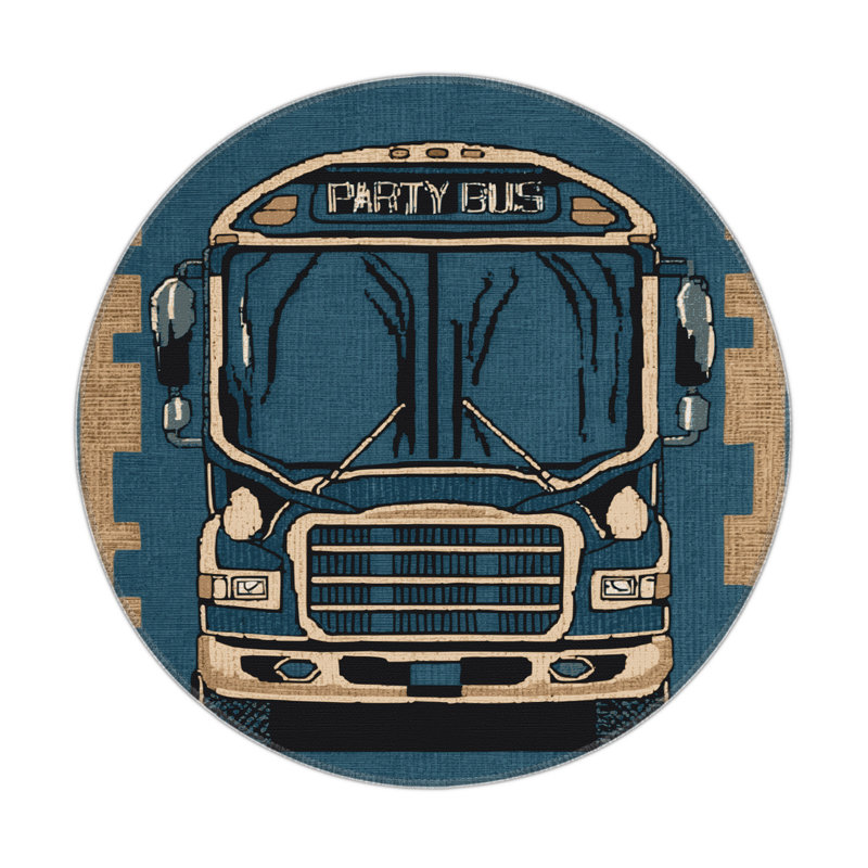 Transportation Gray Indoor and Outdoor Area Rug, Round 5'