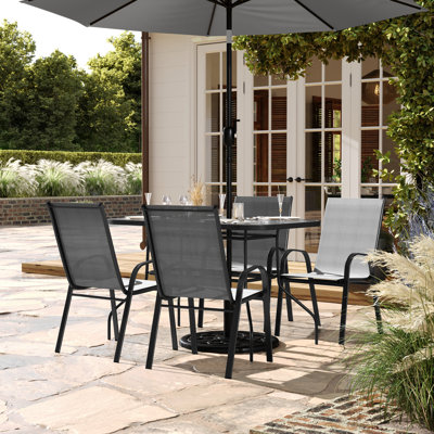 Buckden 4-Person Patio Dining Set with Square Glass Table