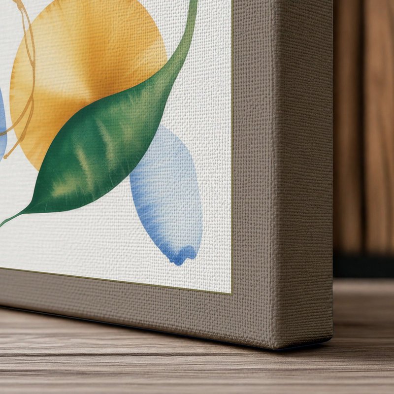 Loose Watercolour Blooms Botanical - Wrapped Canvas, 36x24 - 91.4 x 61.0 cm, Taupe Border
