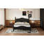 Lit plateforme double en bois de style rétro avec support à lattes en bois pour chambre à coucher, aucun sommier requis, noir profond