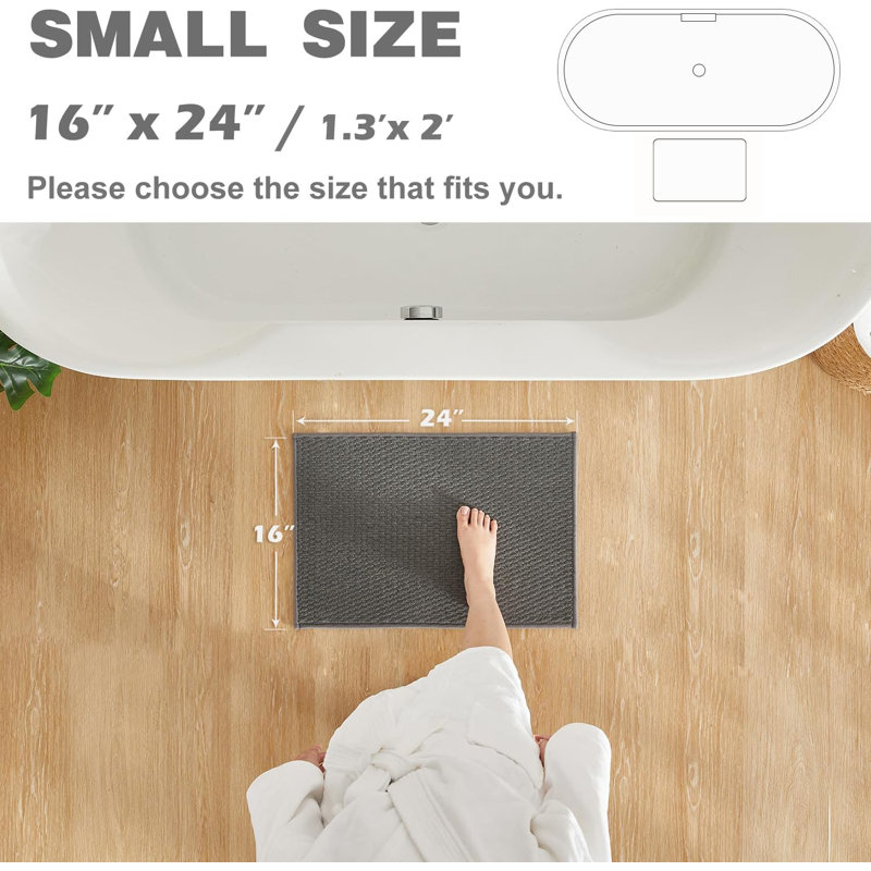Tapis de salle de bain antidérapant, lavable, ultra-absorbant