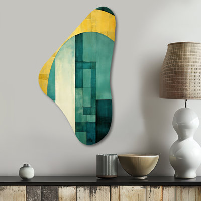 Emerald And Golden Arches I - Abstract Shapes Boomerang Shape Irregular Metal Wall Decor