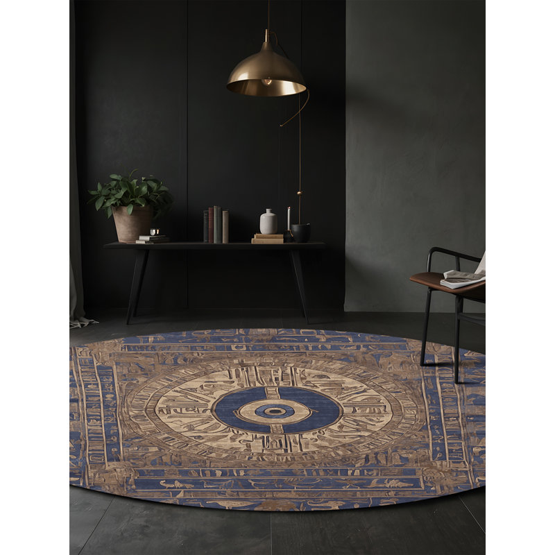 Tapis gris soyeux et moelleux, Rond 3 pi