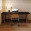 Bureau rectangulaire en bois massif noir + brun noisette + fer-635237088