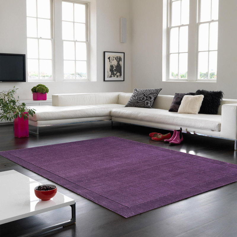Purple Simple And Stylish Wool Handmade Modern Plain Rug For Living Room And Bedroom, Runner 60 x 120cm