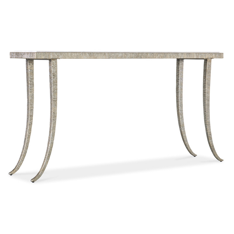 Silver Metal and Marble Rectangular Console Table