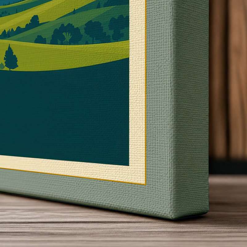 Balloon Above Fields Retro 1 Piece Wrapped Canvas Wall Art, 24x16 - 61.0 x 40.6 cm, Sage Border