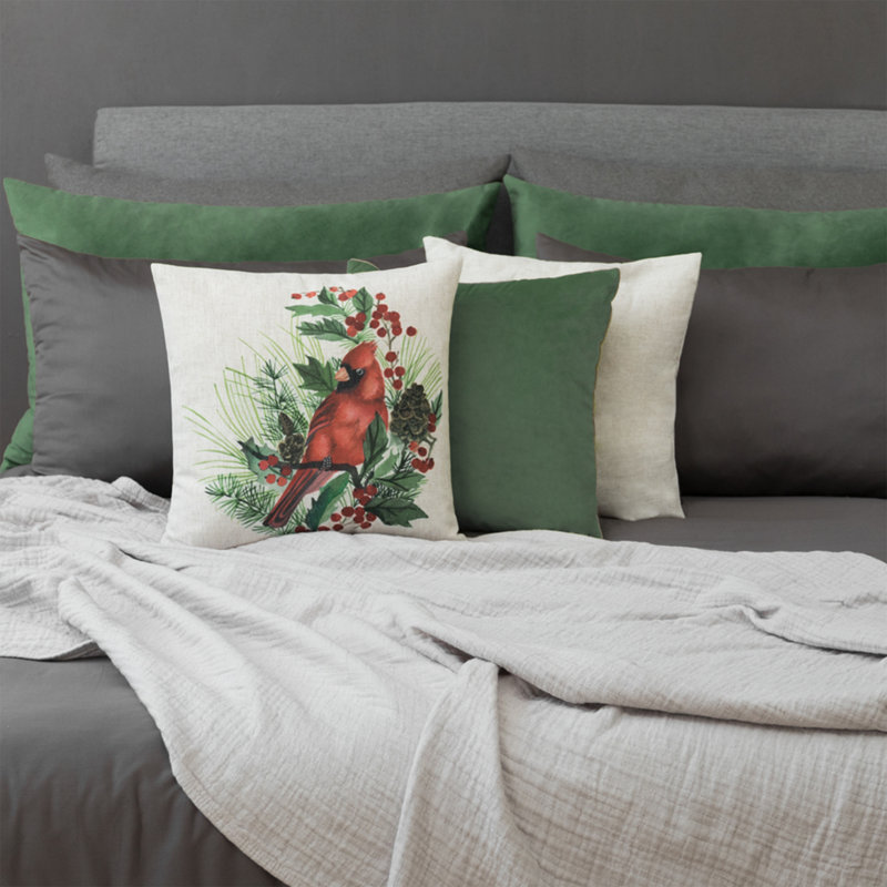 Housse de coussin Red Cardinal Bird 18 po x 18 po