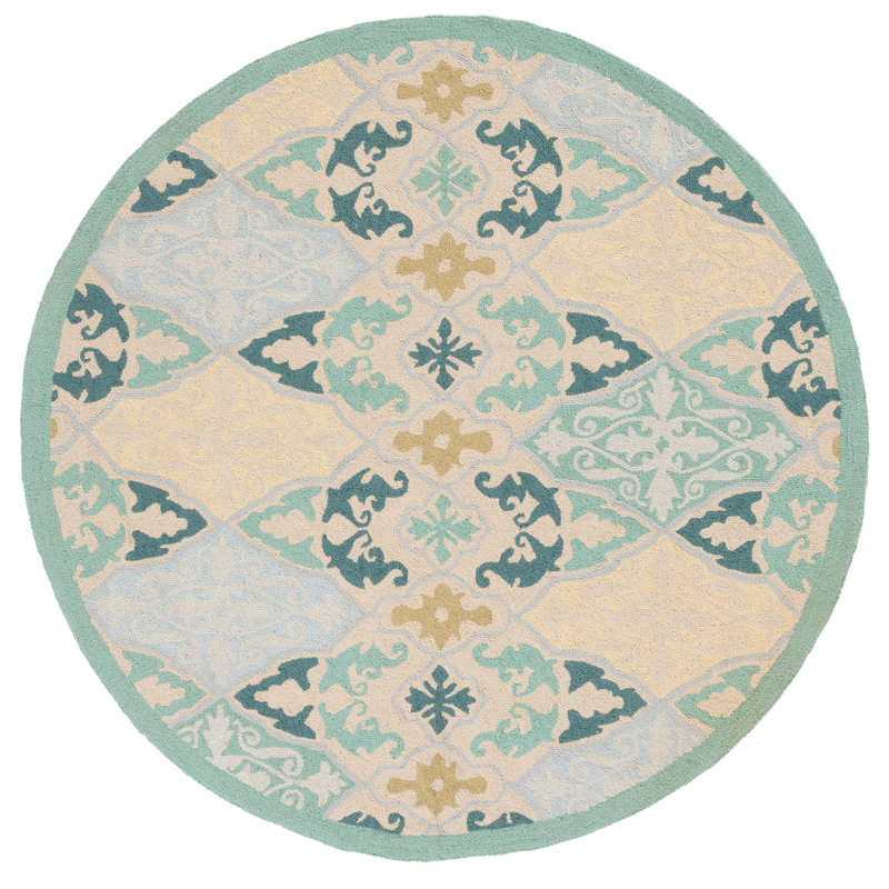 Helena Hand-Hooked Wool Ivory Area Rug, Round 3'