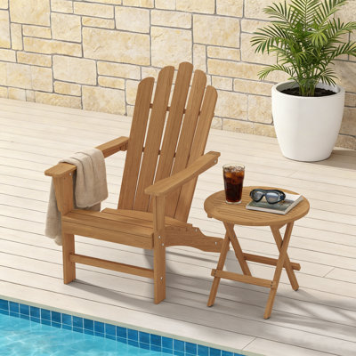  Grade A Teak Adirondack Chair Outdoor Patio Set of 2 (1 Chair + 1 Side Table)