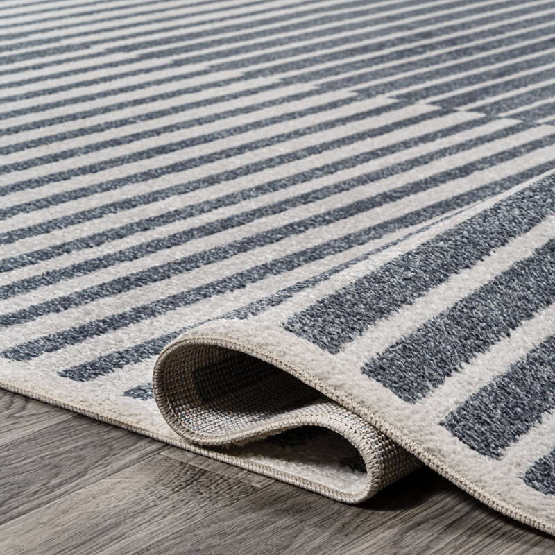 Tapis gris foncé / crème à carreaux lavables à la machine Kentarius, Rectangle 7 pi 10 po x 10 pi
