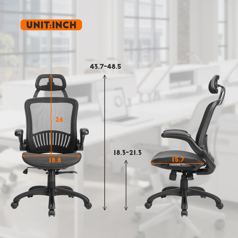Mesh Task Chair with Headrest, Black