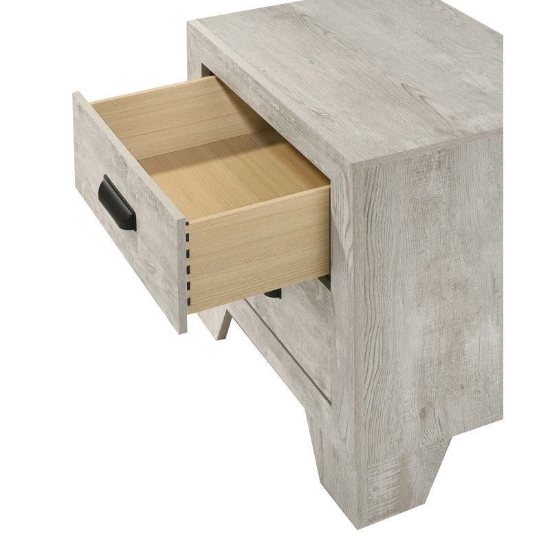 Table de chevet transitionnelle avec deux tiroirs spacieux et quincaillerie en métal