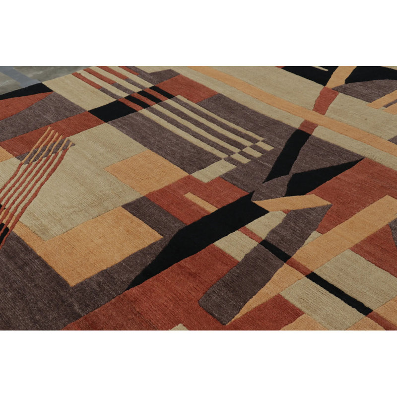 Rug & Kilim’S Art Deco Style Rug In Brown And Black With Geometric Patterns