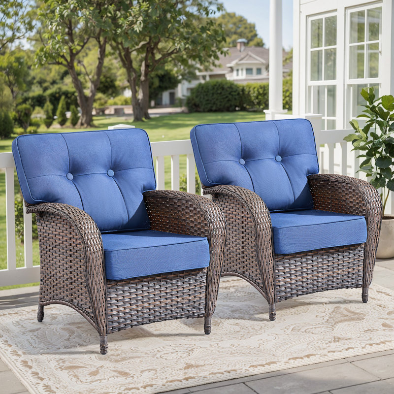 Ensemble de chaises d'extérieur à haut dossier en T avec coussin de 5 pouces Harbour Gymojoy, Bleu