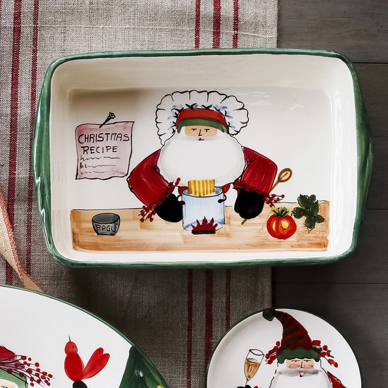 Old St. Nick Rectangle Earthenware Baker