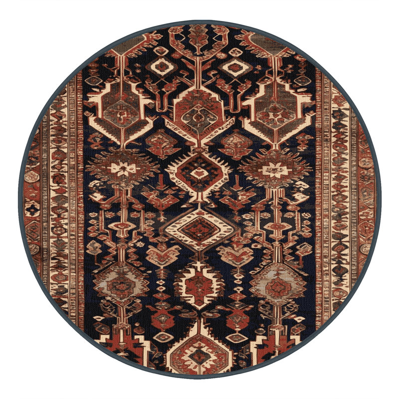 Machine Washable Persian Brown Area Rug, Round 8'