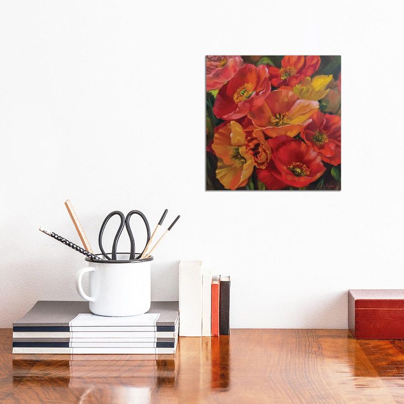 Poppies by Jane Lantsman - No Frame Gallery-Wrapped Canvas Giclée on Canvas, 30.48cm H x 30.48cm W
