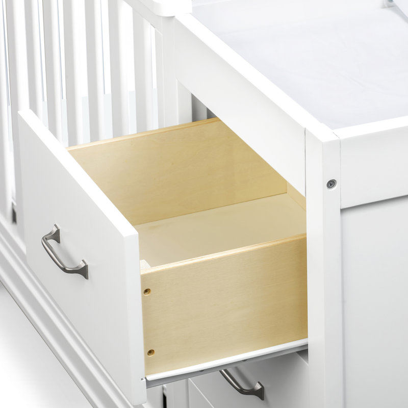 White 4-in-1 Convertible Mini Crib with Changer