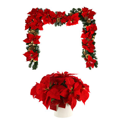 Guirlande en faux poinsettia Gala 108 po