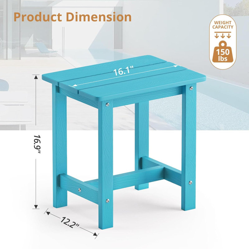 Outdoor Side Table, HDPS  Outdoor Adirondack Side Tables, Outside End Table For Patio, Porch, Deck, Pool, Weather Resistant/Easy Maintenance