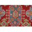 Tapis rouge / beige / bleu en laine noué à la main de conception unique 6 pi 6 po x 10 pi 1 po New Age