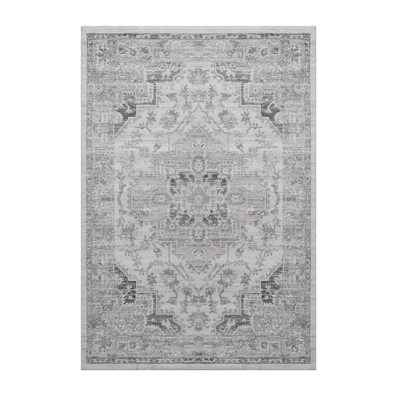 Tapis ivoire / beige / oriental, Rectangle 6 pi 7 po x 7 pi 9 po