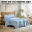 HLC.ME Leaves Printed Floral Bed Sheets - 4 Piece Patterned Bed Sheet Set - Wrinkle Resistant & Soft - Fits Mattresses Up To 15 Inches Deep (Queen, Blue)-121334228-121334231