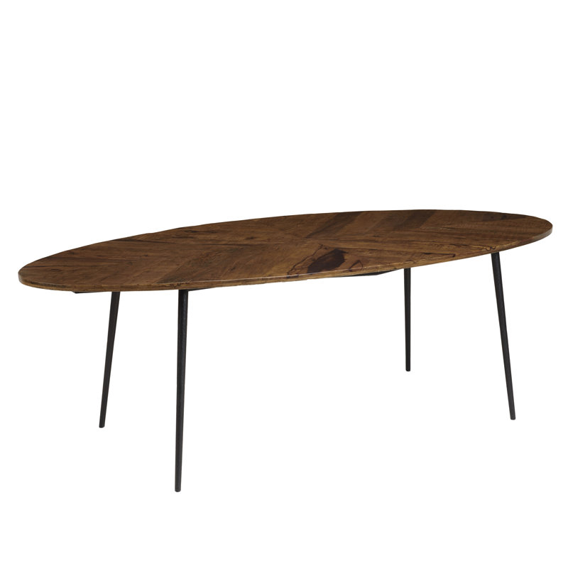 Grenville Oval Solid Wood Top Metal Base Dining Table
