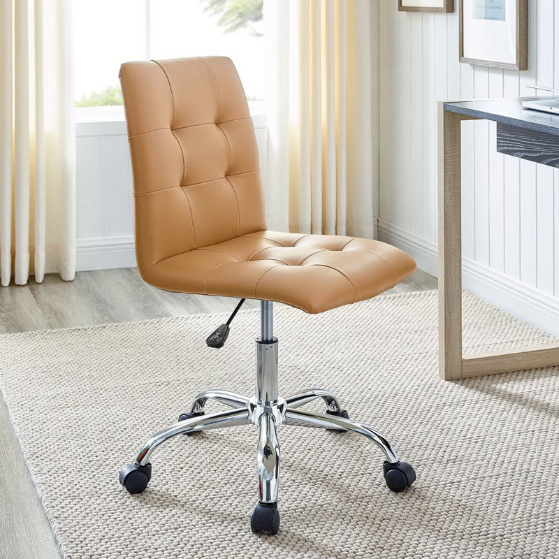 Modway Prim Armless Mid Back Office Chair, Tan