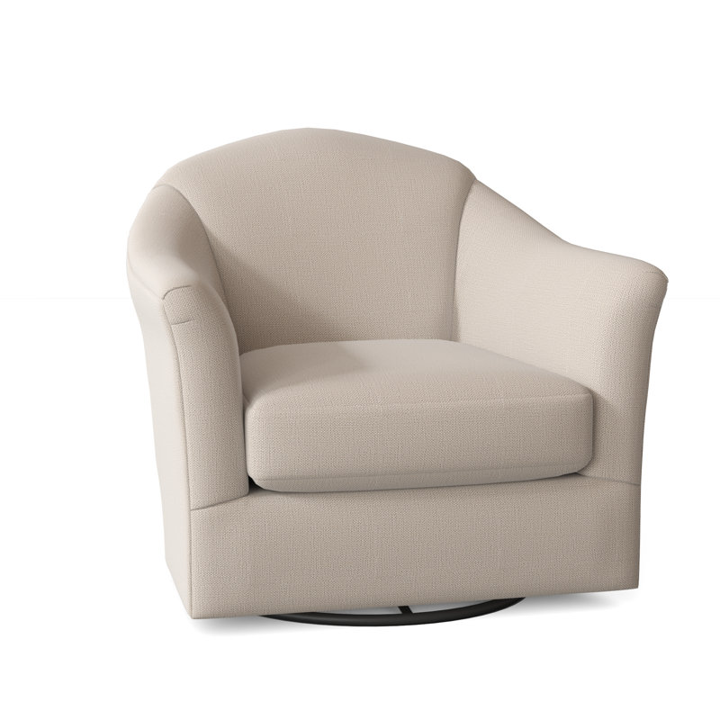 Fauteuil demi-tonneau pivotant de 36,5 po Darby, Tissu performance beige défense