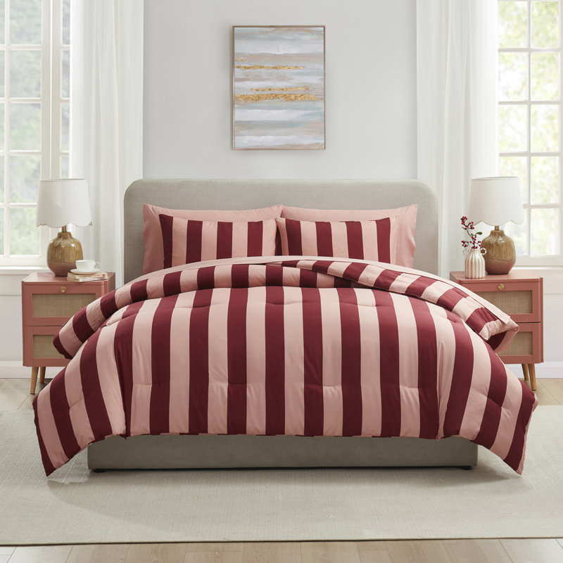 Ensemble d'édredon à lit rayé 7 pièces avec draps et taies d'oreiller Nestl, Full Comforter + 6 Additional Pieces