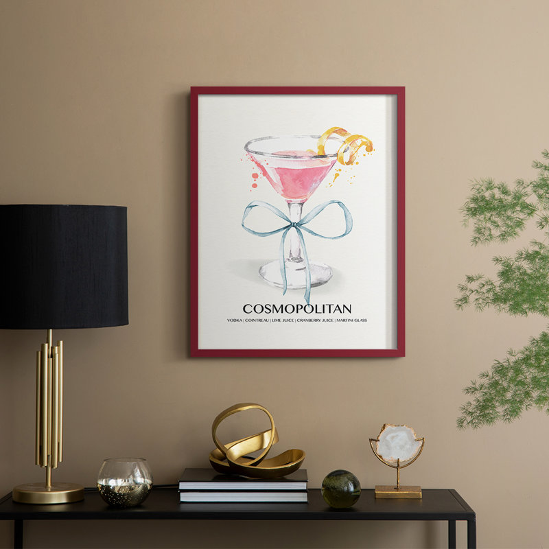 Cosmo Bow, reproduction encadrée - bois massif, Rouge, H 30 po x l 24 po